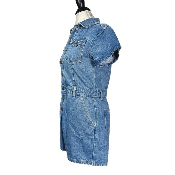 Lioness | Women | U Know What’s Up Y2K Short Denim Button Up Romper | Medium - Picture 4 of 16
